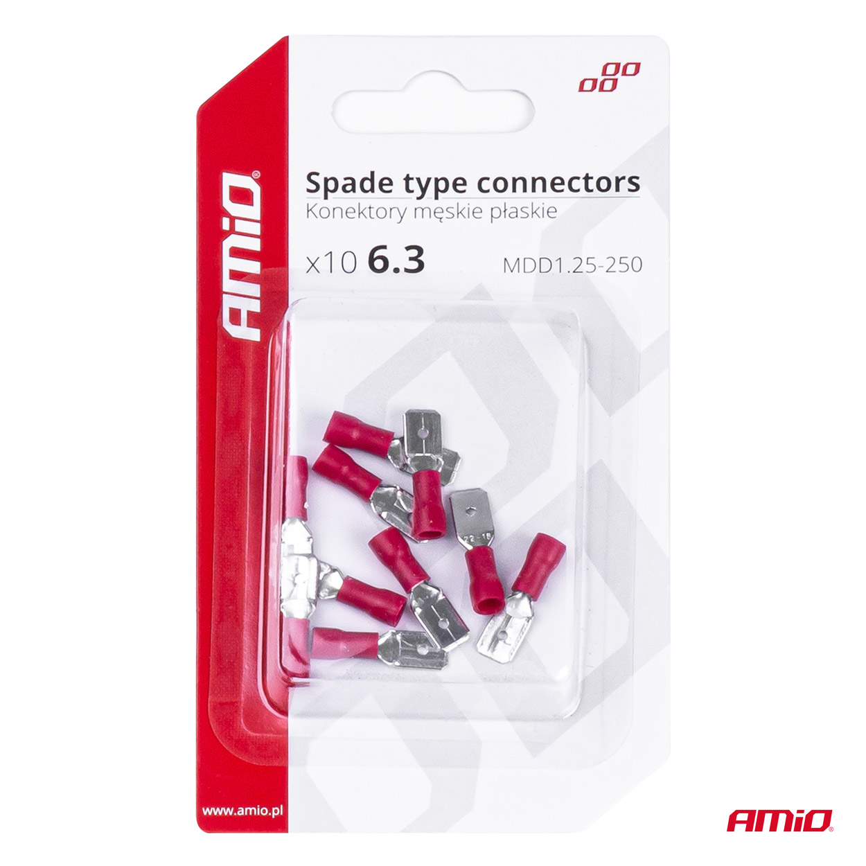 Sada elektrických konektorov 6.3mm 0.5-1.5mm2 10A 10 ks