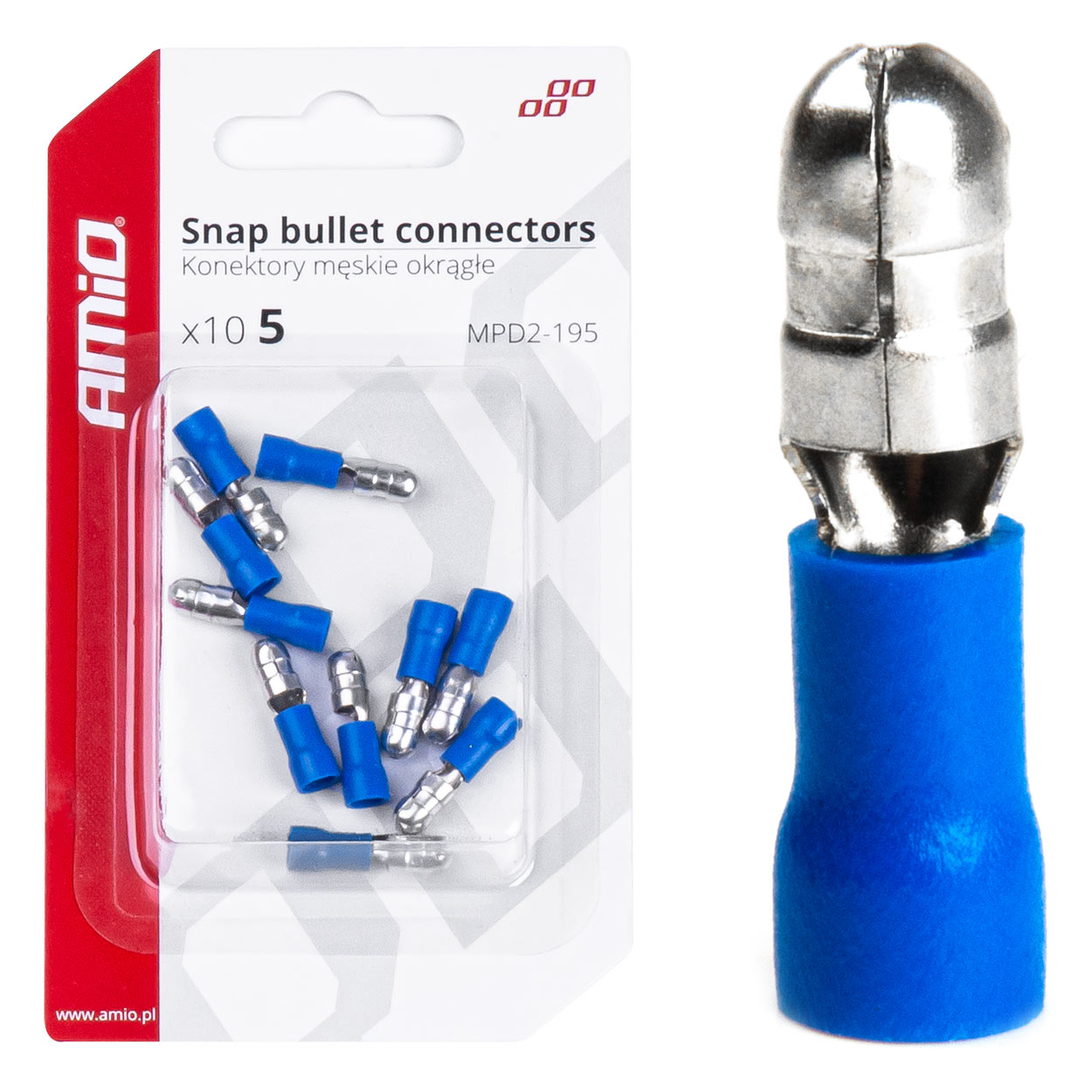 Elektrický konektor – valcový kolík 5mm 1.5-.25mm2 15A 10 ks