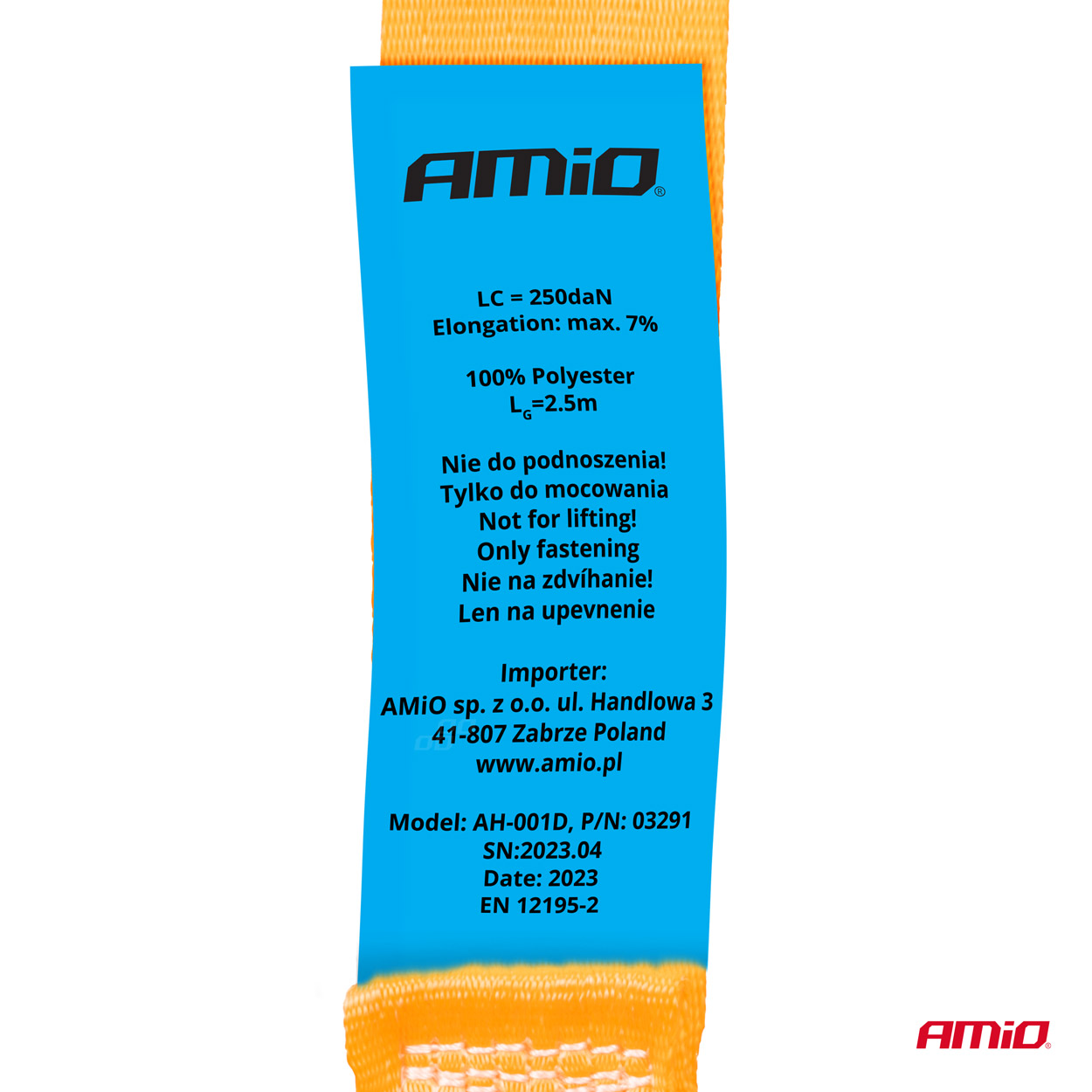 Pás so samouťahovacou prackou 2,5m x 25mm AMiO-03291