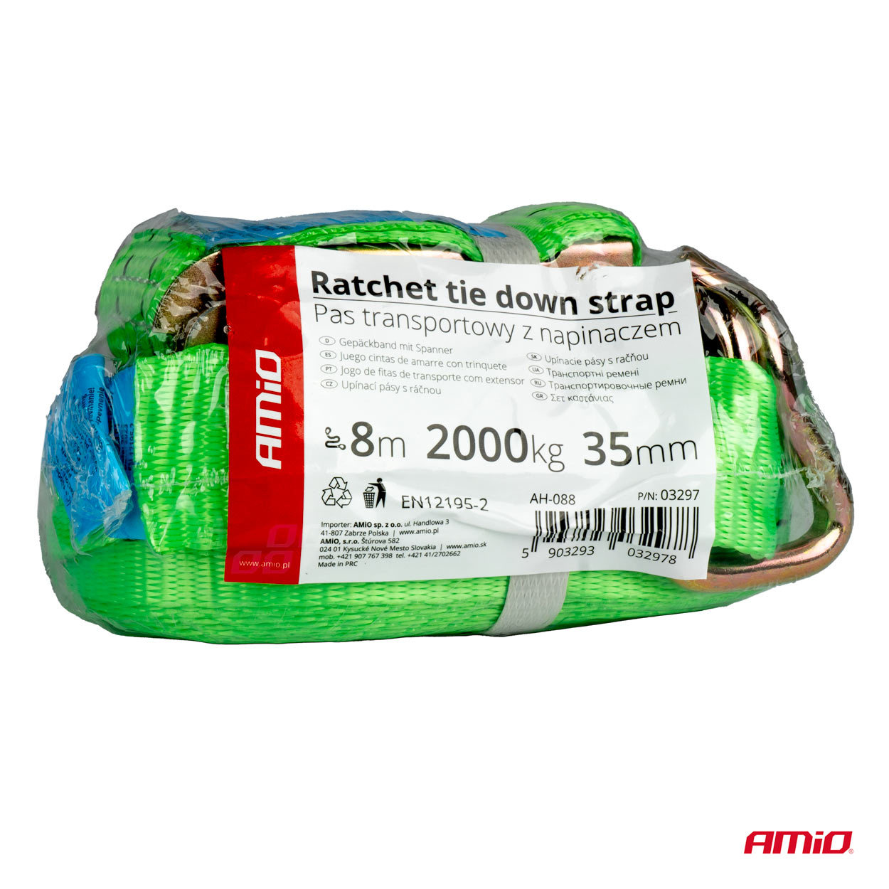 Upínací popruh s račňou 2000kg 38mm 8m