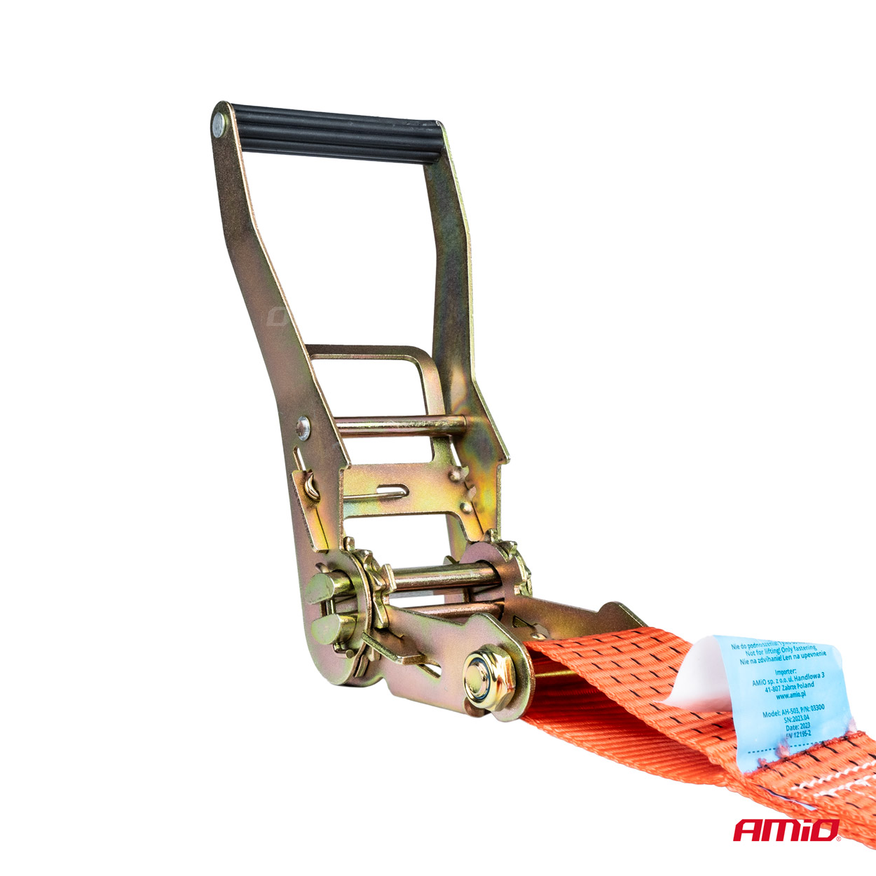 Upínací popruh na koleso 3-bodový s račňou 5000kg 50mm 3m AMiO-03317