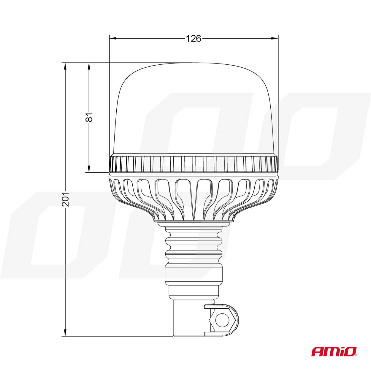 Výstražný maják W25p tyčový Flexi R65 R10 24LED 12/24V IP66