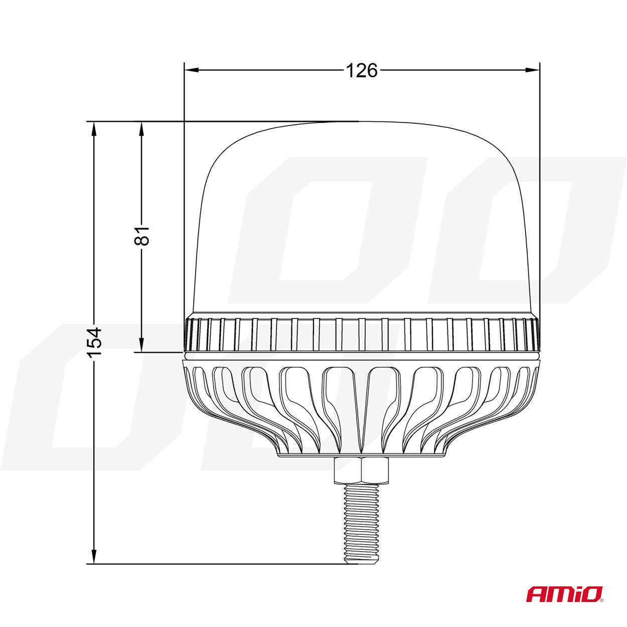 Výstražný maják W25sb na skrutke R65 R10 24LED 12/24V IP66