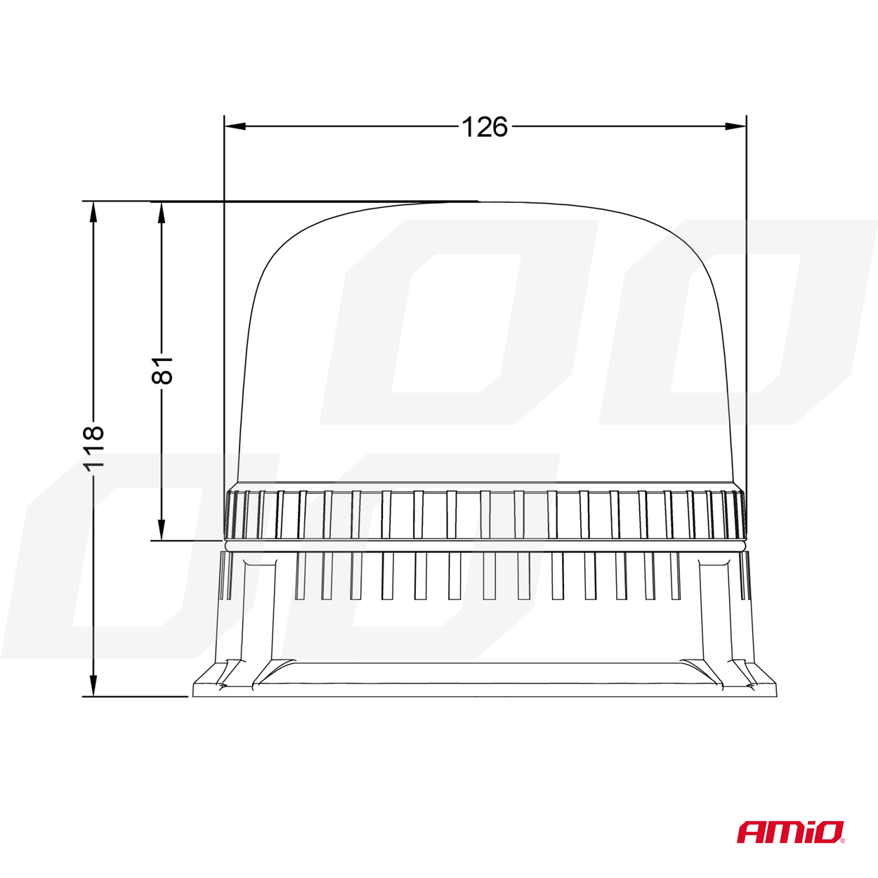 Výstražný maják W25b 3 skrutky R65 R10 24LED 12/24V IP66