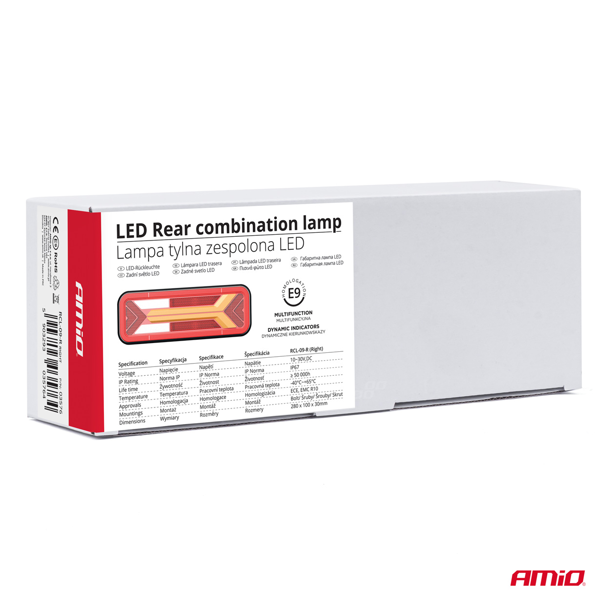 Svetlo zadné združené LED dynamické PRAVÉ RCL-09-R AMIO-03576