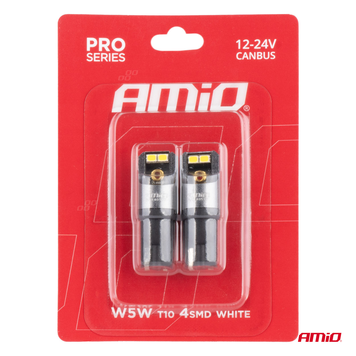 LED žiarovky CANBUS PRO T10 W5W 4x2016 SMD biele 12V 24V AMIO-03577