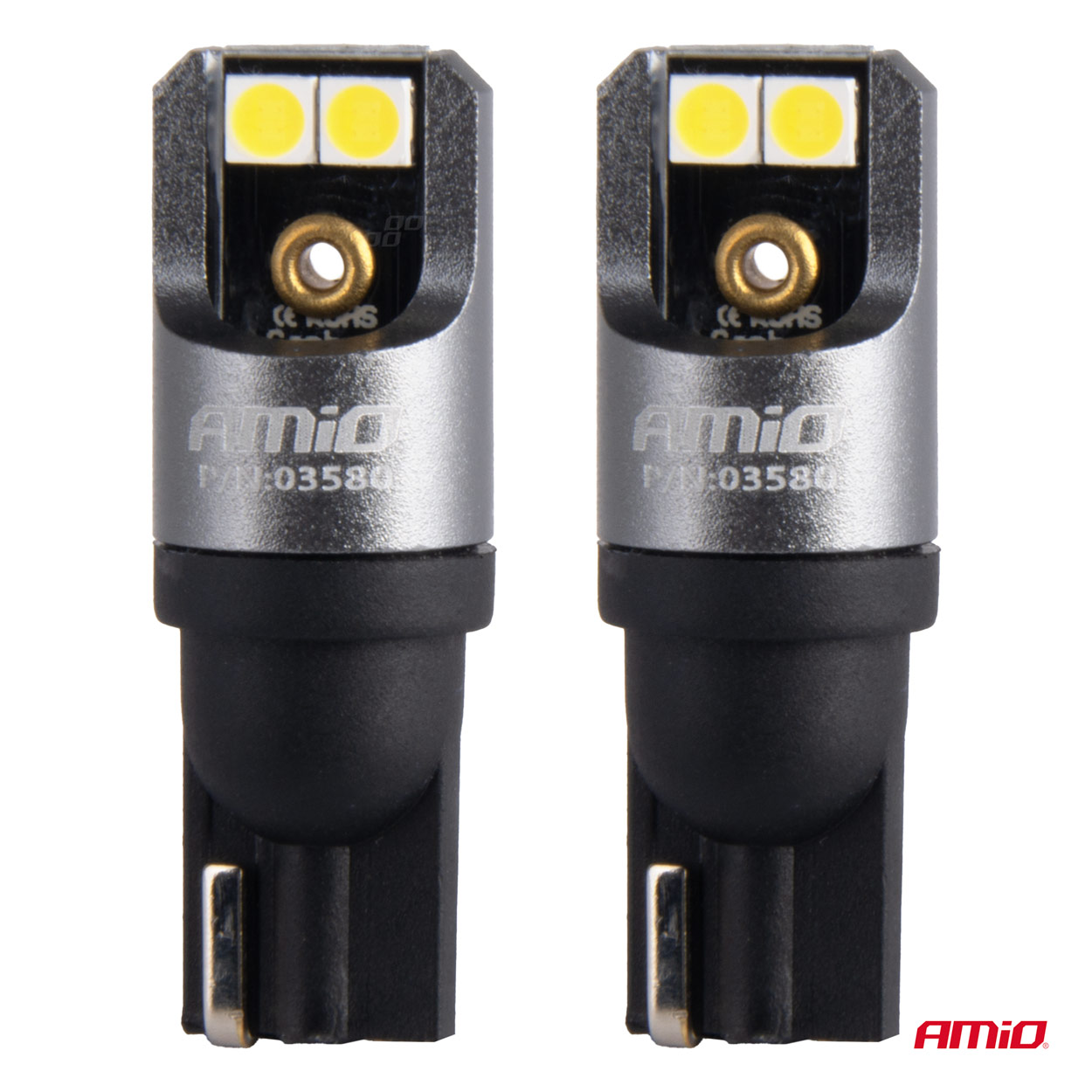 LED žiarovky FULL CANBUS PRO T10 W5W 4x3030 SMD biele 12V 24V AMIO-03580