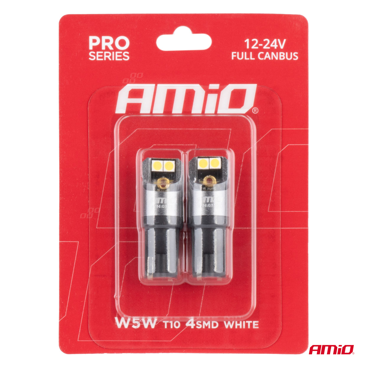 LED žiarovky FULL CANBUS PRO T10 W5W 4x3030 SMD biele 12V 24V AMIO-03580