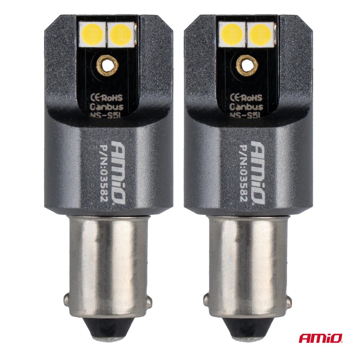 LED žiarovky FULL CANBUS PRO T4W BA9S 4x3030 SMD biele 12V 24V AMIO-03582