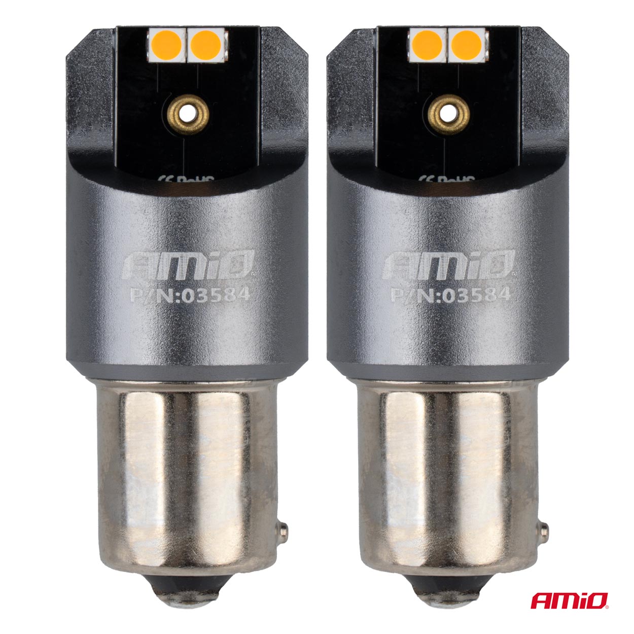 LED žiarovky FULL CANBUS PRO PY21W 4x3030 SMD amber 12V 24V AMIO-03584
