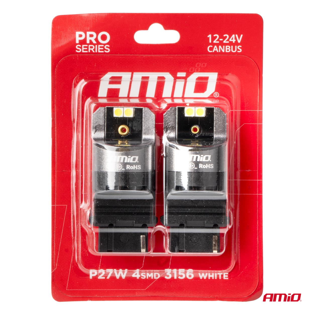 LED CANBUS PRO series 3156 P27W 4x3030 SMD White 12/24V CANBUS AMIO-03587