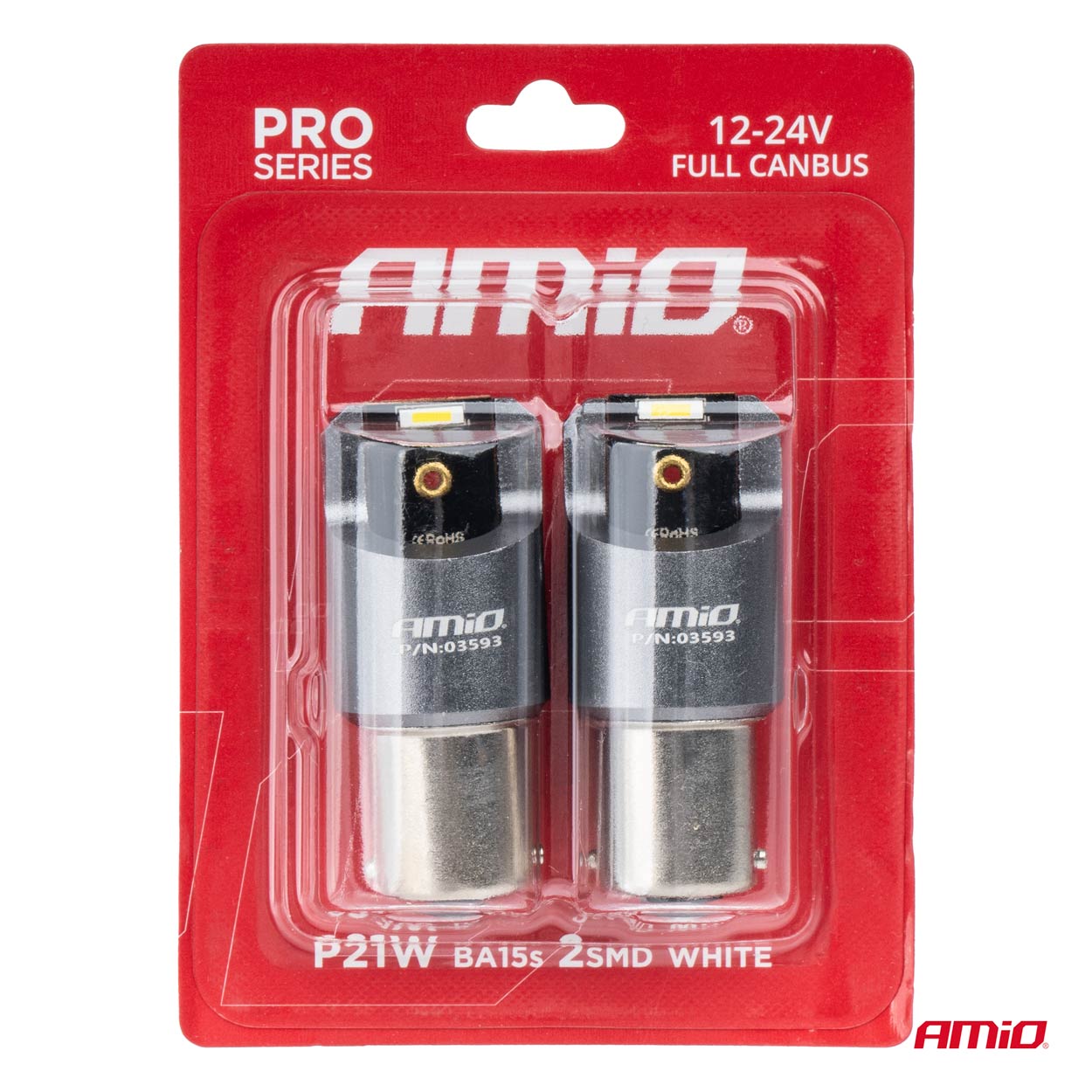 LED žiarovky FULL CANBUS PRO BA15S P21W 2x1860SMD biele12V 24V AMIO-03593