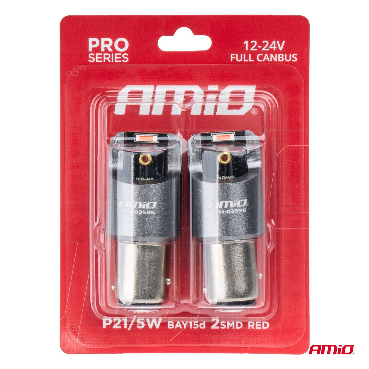 LED žiarovky FULL CANBUS PRO P21/5W 2x1860 SMD červené 12V 24V AMIO-03596