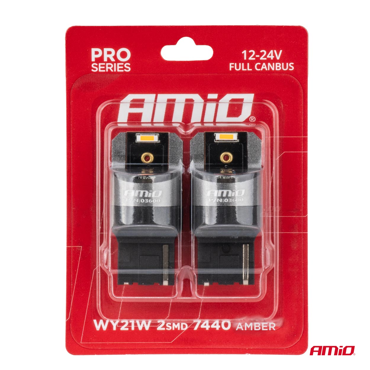 LED žiarovky FULL CANBUS PRO WY21W 2x1860 SMD amber 12V 24V AMIO-03600