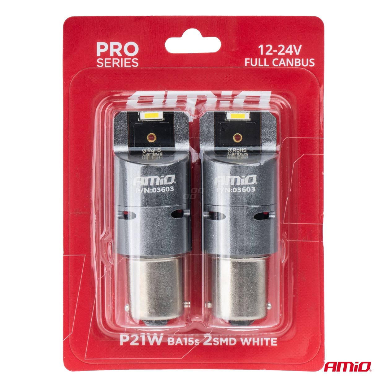LED žiarovky FULL CANBUS PRO BA15S P21W 2x1860SMD biele 12V 24V AMIO-03603