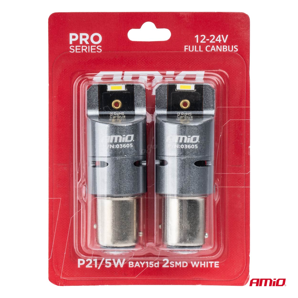 LED žiarovky FULL CANBUS PRO BAY15D P21/5W 2x1860SMD biele 12V 24V AMIO-03605