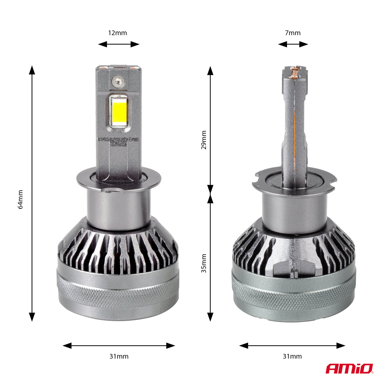LED žiarovky hlavného svietenia HP Full Canbus H3 12V 24v 6500k AMIO-03672