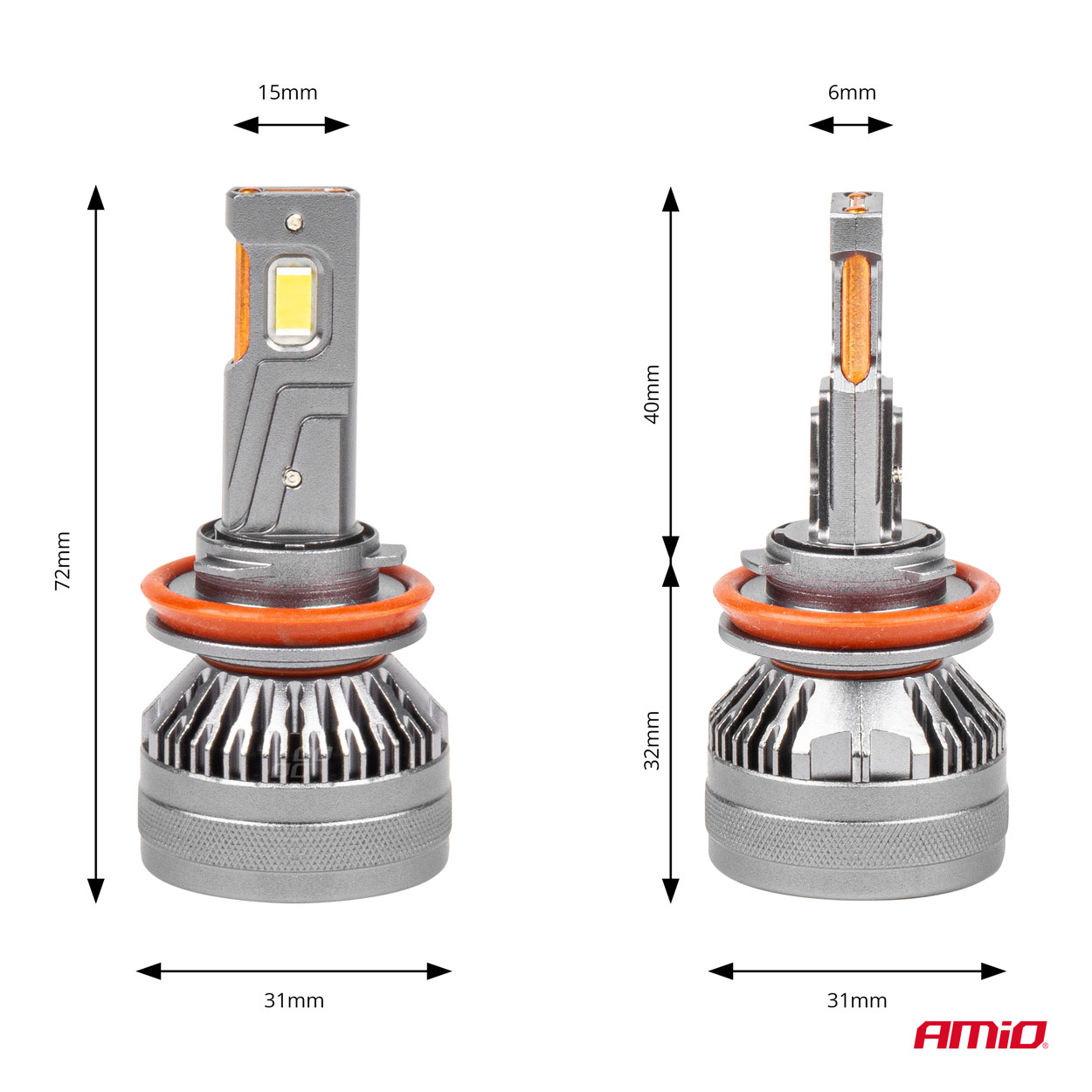 LED žiarovky hlavného svietenia H8/H9/H11/H16 HP séria Full Canbus AMiO-03677