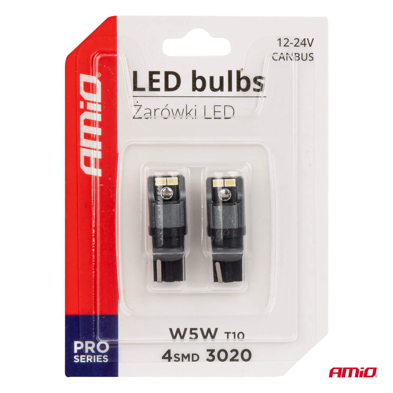 LED žiarovky CANBUS 3020 4SMD T10 W5W W10W 12V/24V AMIO-03717