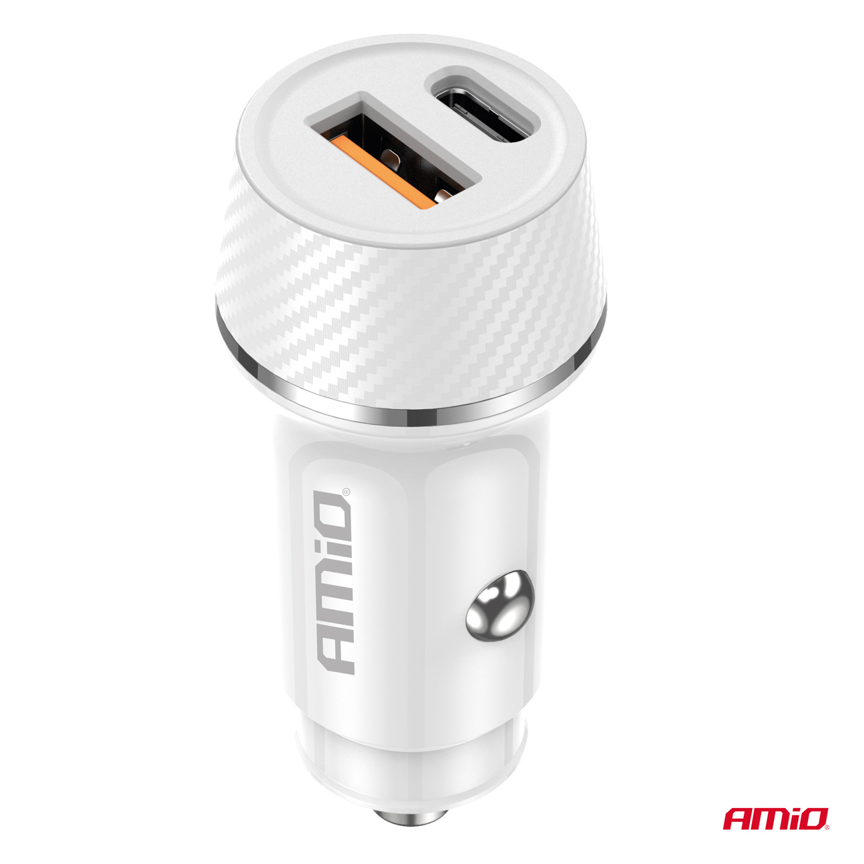 Nabíjačka do auta USB-A + USB-C 20W 12/24V AMiO-03878