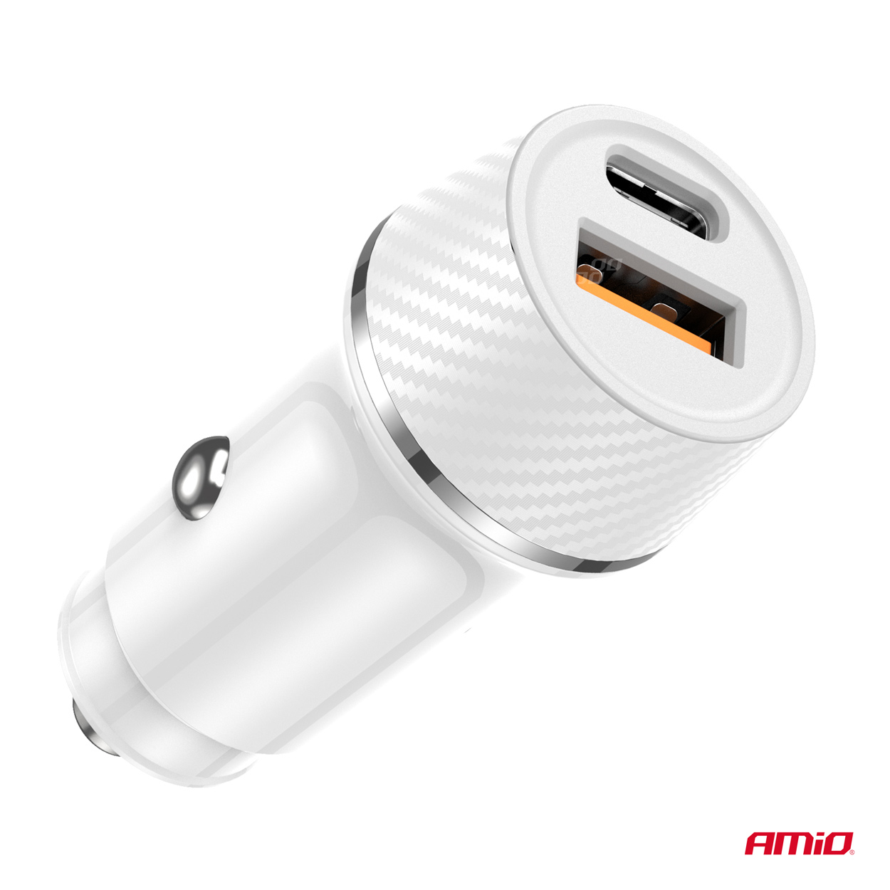 Nabíjačka do auta USB-A + USB-C 20W 12/24V AMiO-03878
