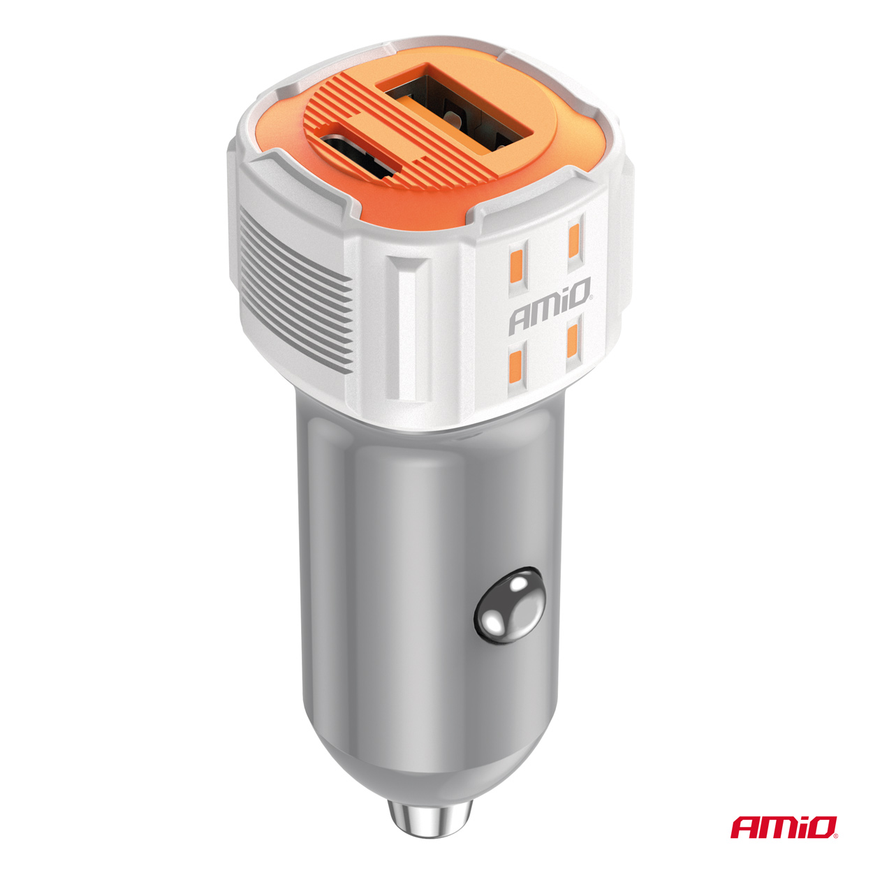 Nabíjačka do auta USB-A + USB-C 20W 12/24V AMiO-03882