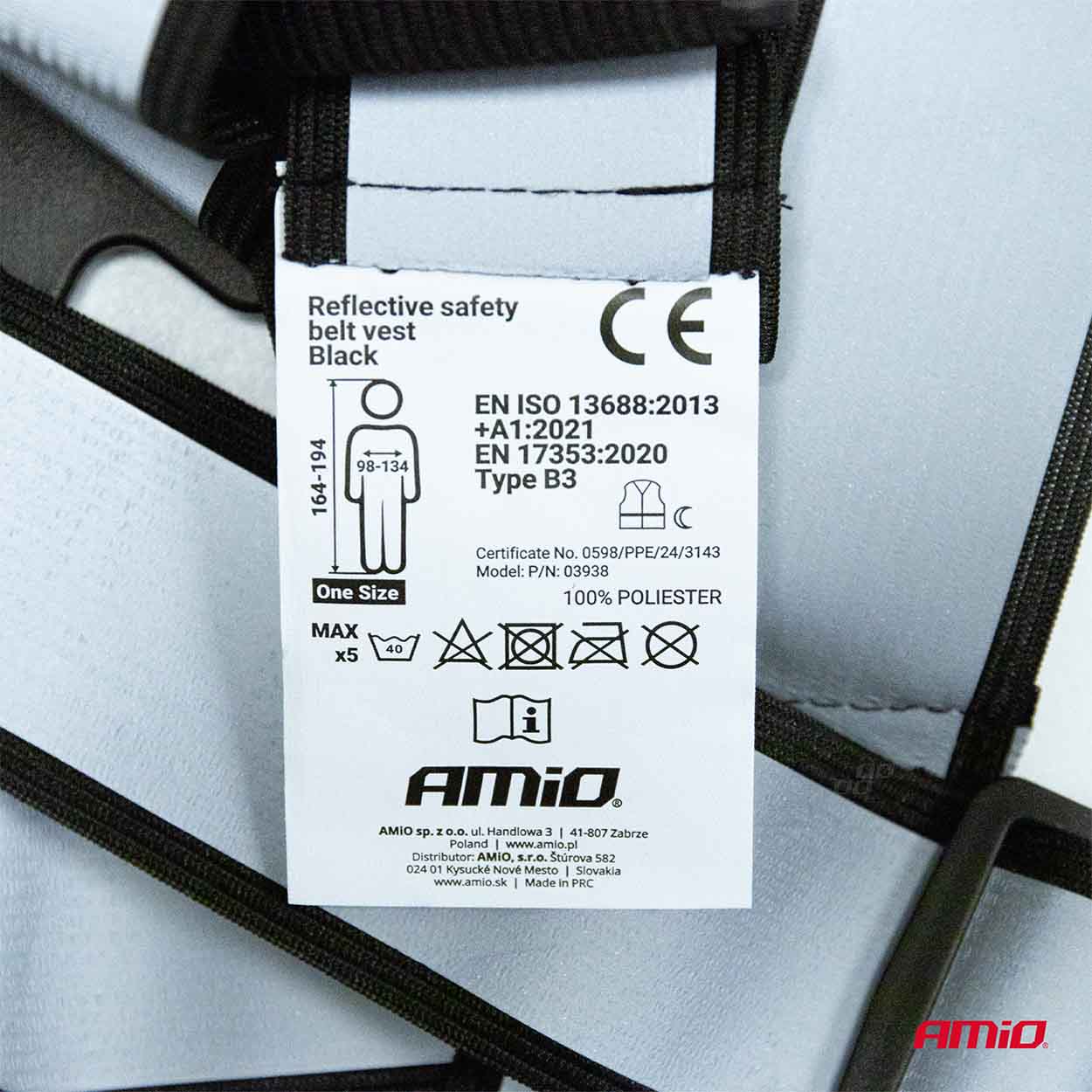 Reflexné traky, čierne univerzálne AMiO-03938