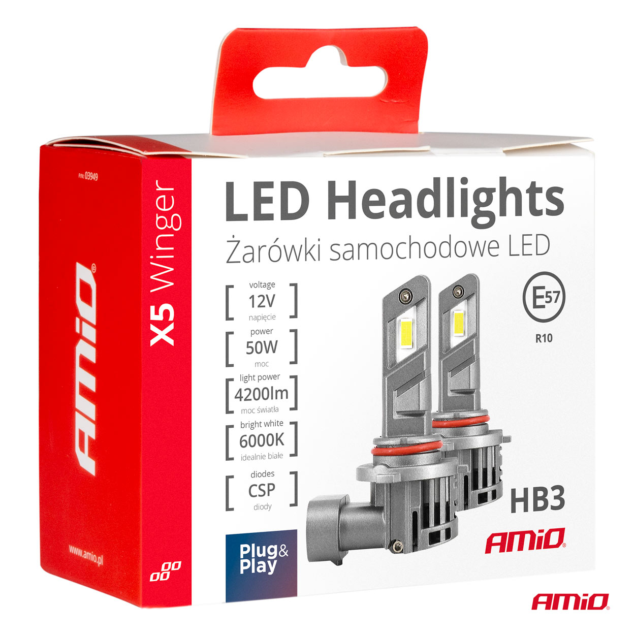 LED žiarovky X5-series WINGER HB3 6000K max 50W AMIO-03948