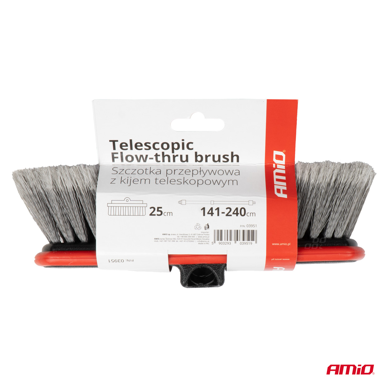 Teleskopická prietoková kefa na umývanie auta 141-240cm AMIO-03951