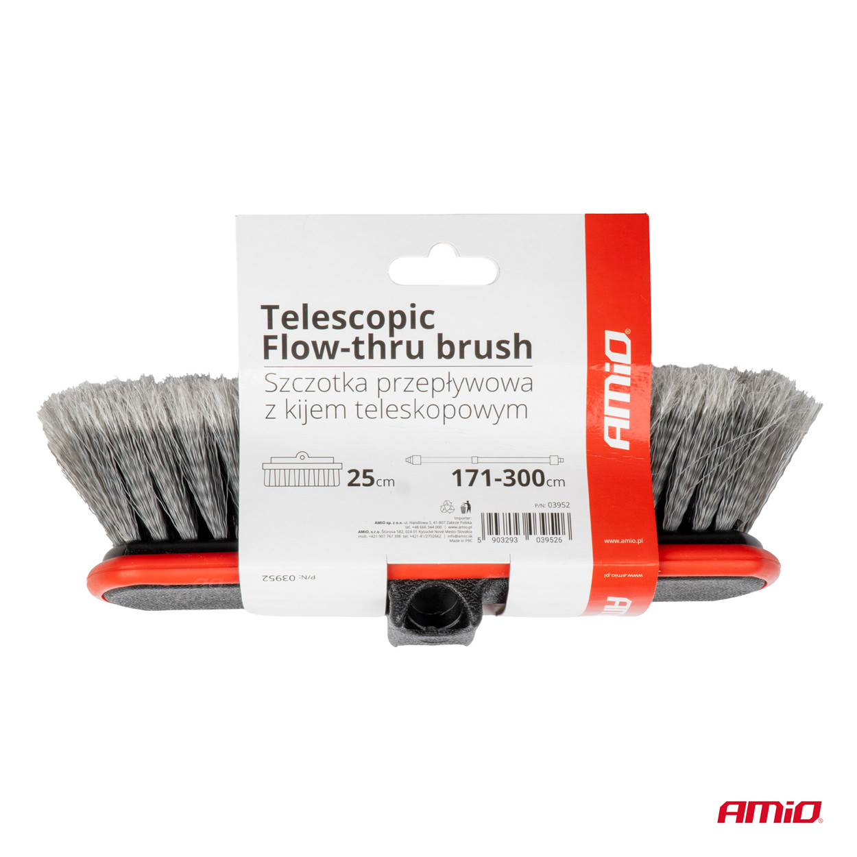 Teleskopická prietoková kefa na umývanie auta 171-300cm AMIO-03952