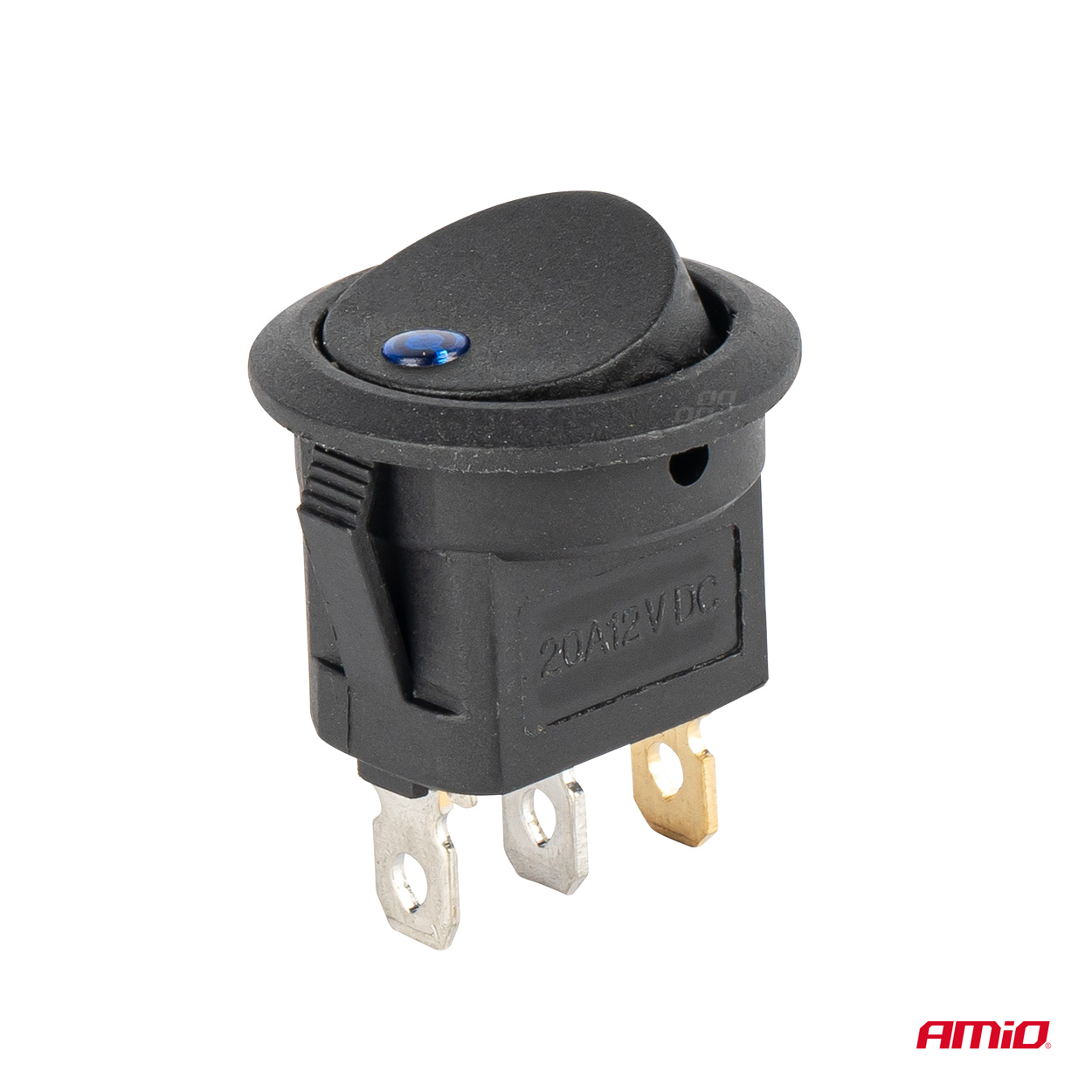 Kolískový okrúhly prepínač s modrým podsvietením AMIO-03963