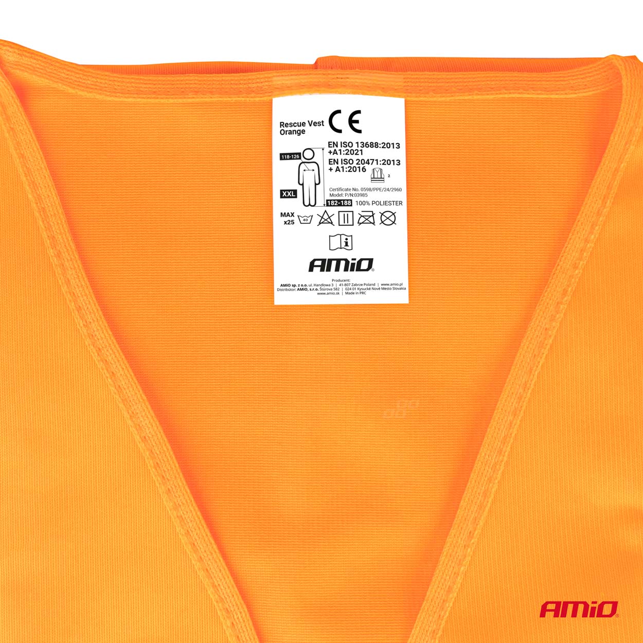 Reflexná vesta XXL oranžová s certifikátom AMiO-03985