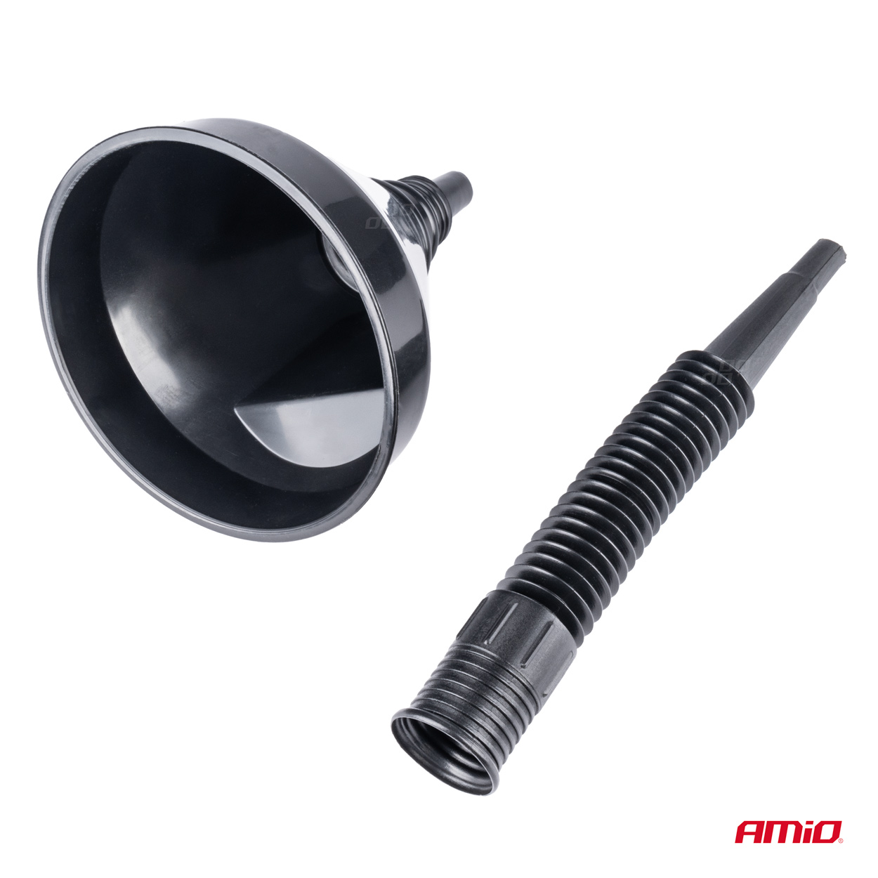 Flexibilný čierny univerzálny lievik so sitkom na kvapalné palivo vodu 13,5 cm AMiO-04036