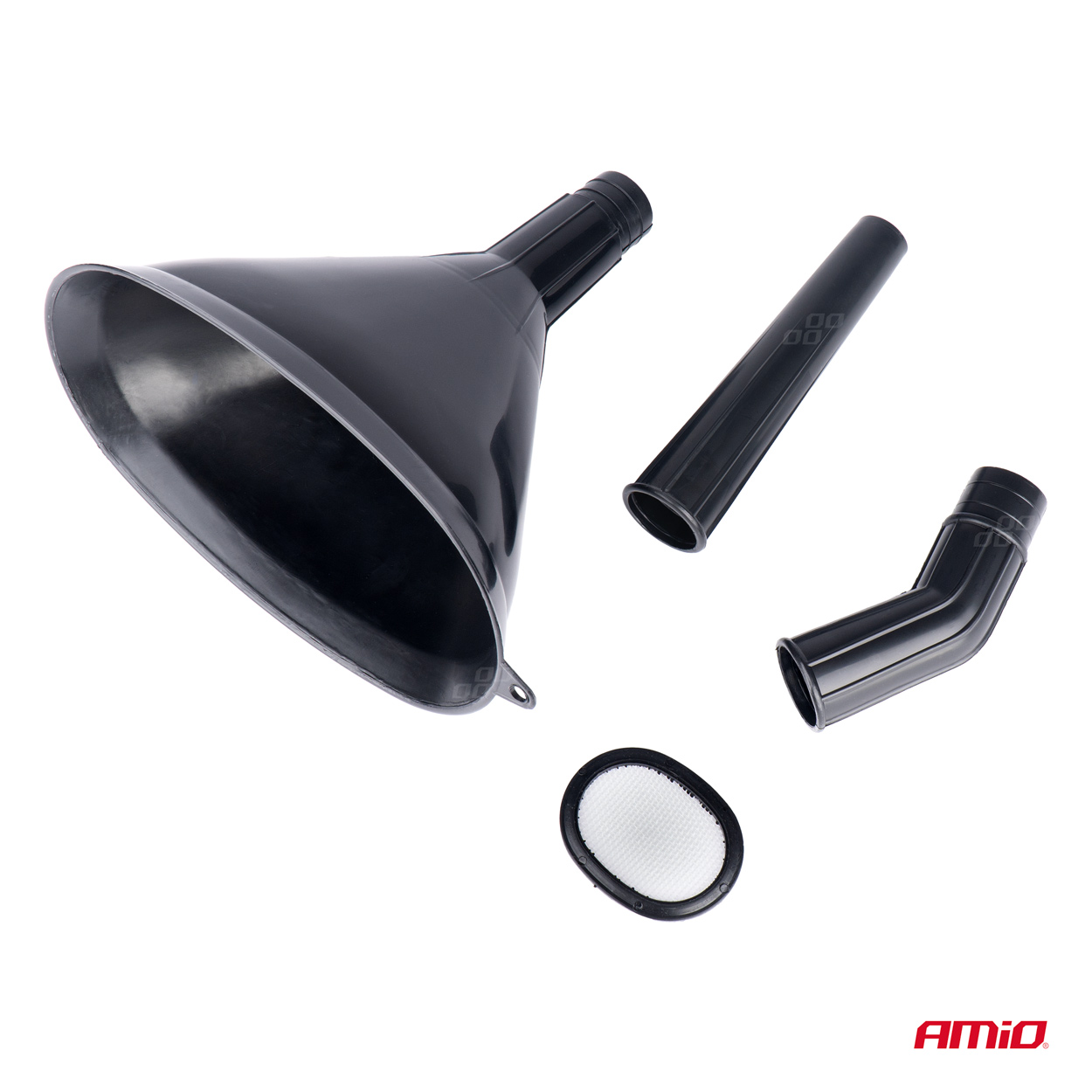 Plastový univerzálny lievik so sitkom 3-dielny eliptický 14 cm AMIO-04037