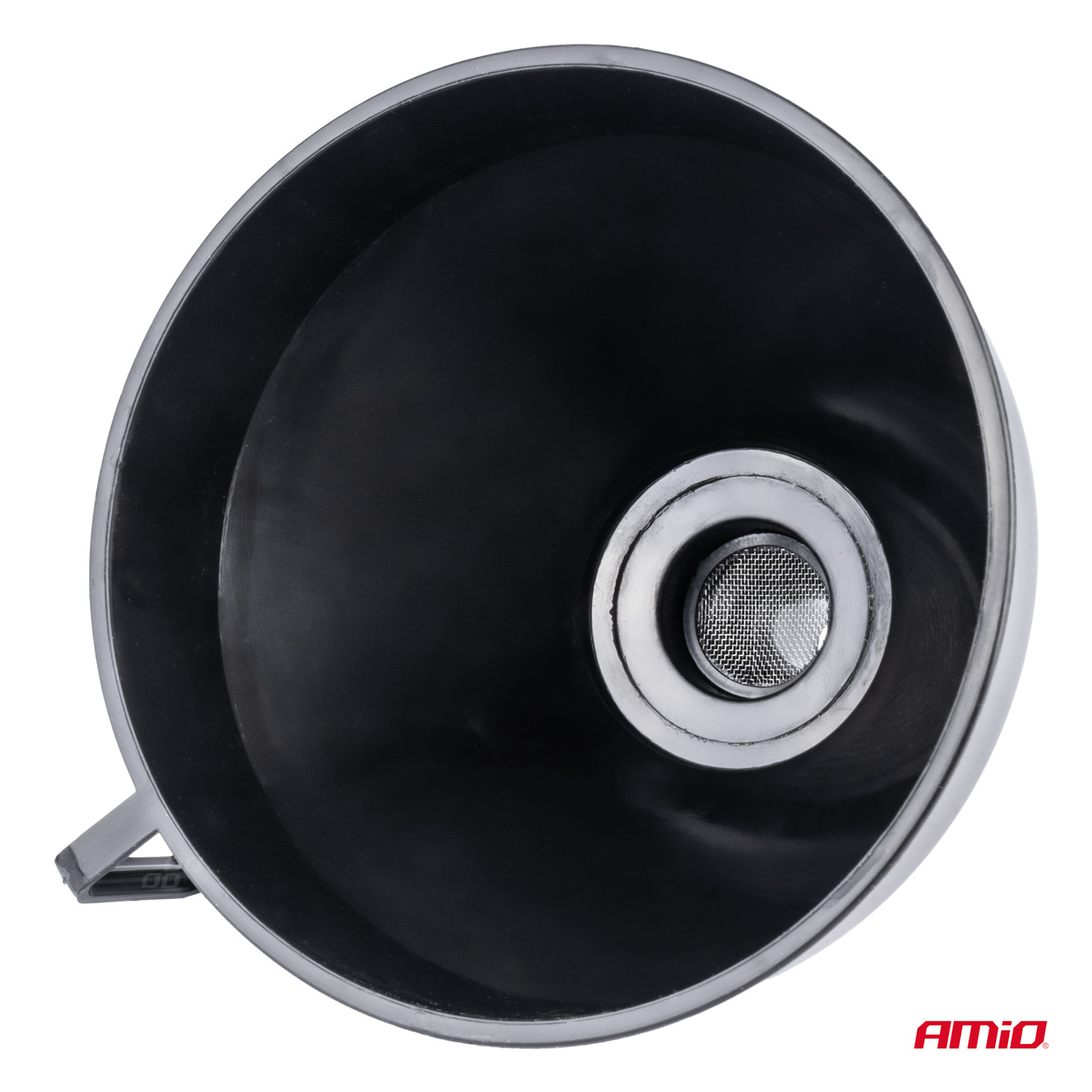 Flexibilný čierny univerzálny lievik so sitkom na kvapalné palivo vodu 16 cm AMiO-04038