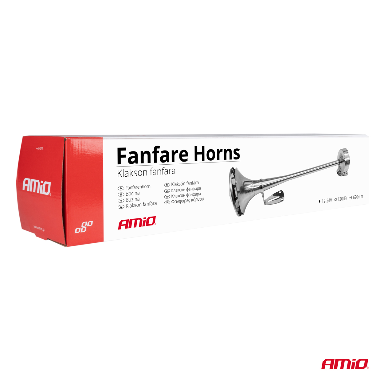 Klaksónová signalizácia chróm 620 mm 12V 24V LowTone AMIO-04078