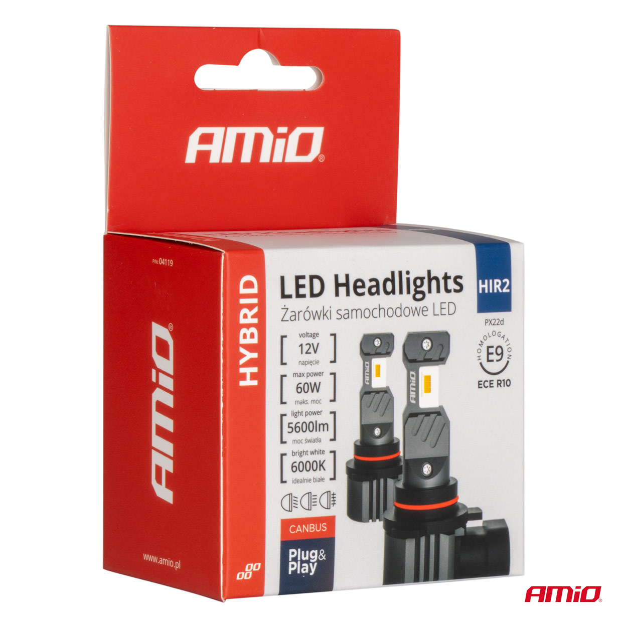 LED žiarovky hlavného svietenia Hybrid séria HIR2 6000K Canbus 60W AMIO-04119