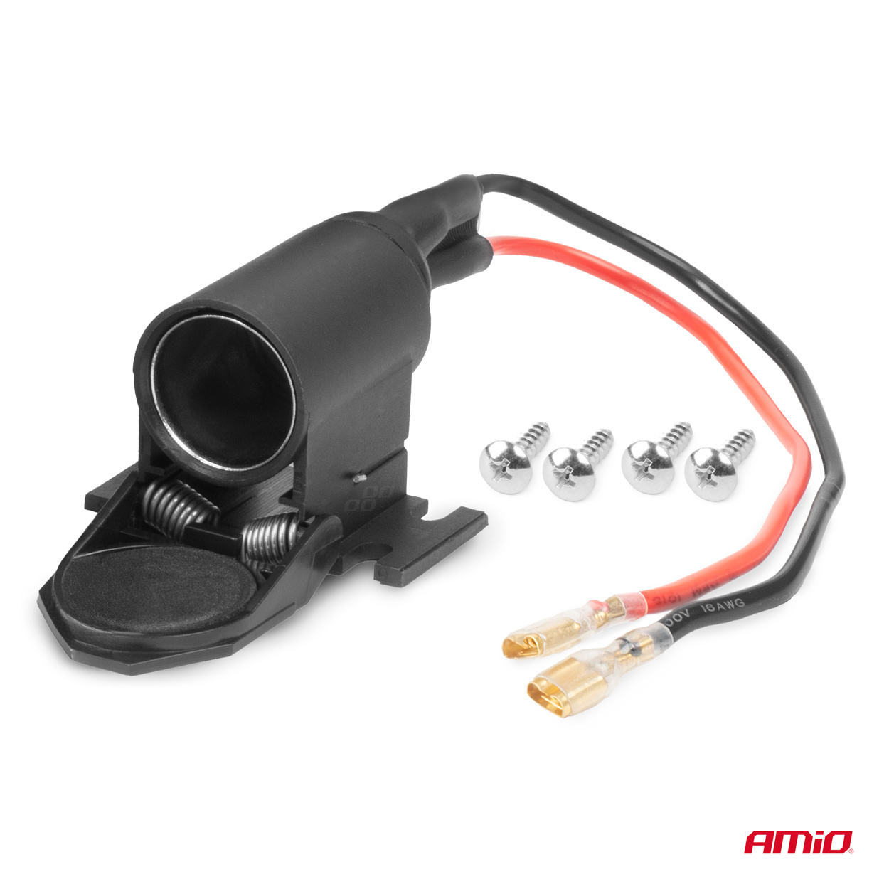 Zásuvka autozapaľovača s klapkou 12V 24V AMiO-04128