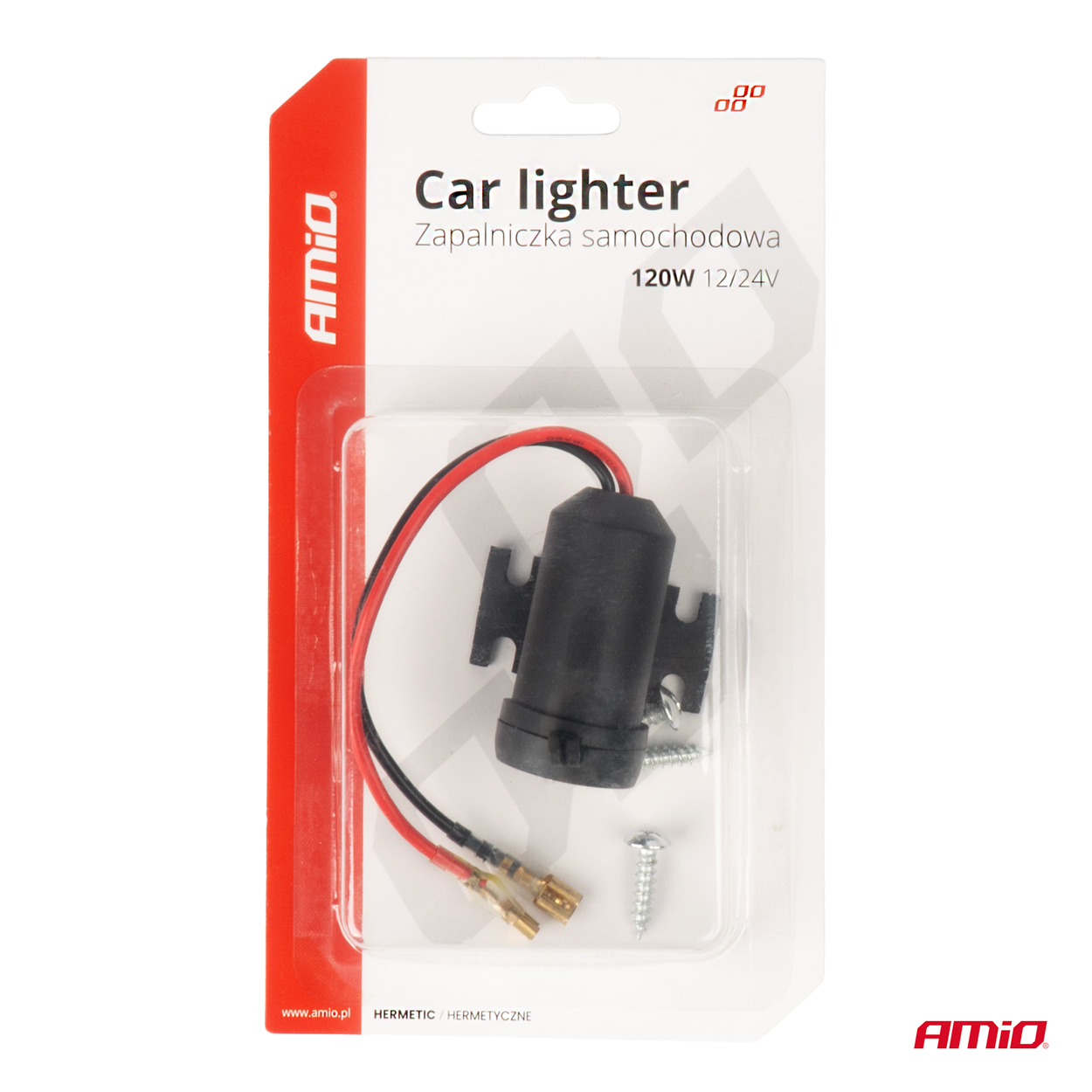 Hermetická zásuvka zapaľovača 12/24V AMiO-04129