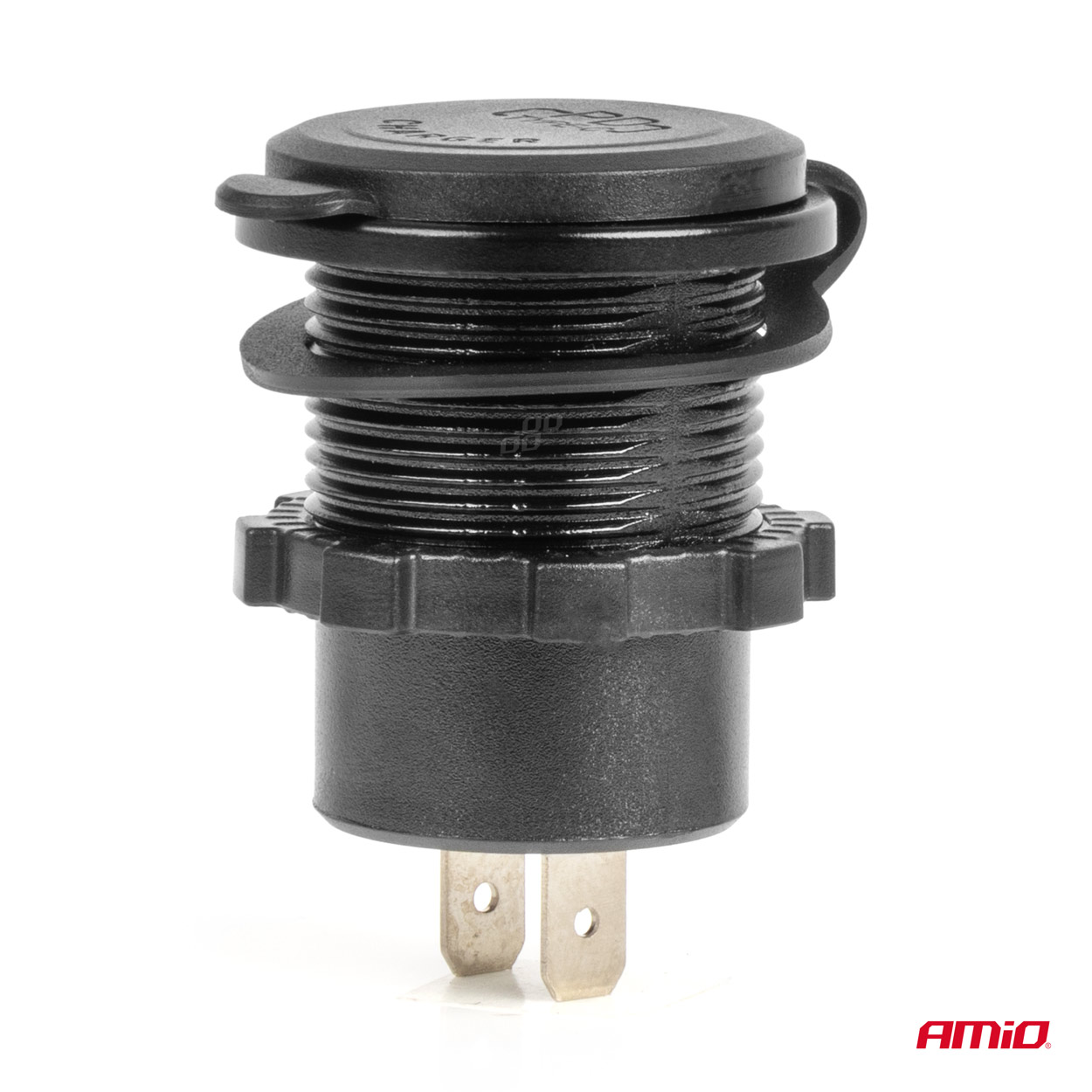 Vodotesná nabíjačka so spínačom, digitálnym voltometrom ČERVENÝ LED indikátor USB + USB C QC3.0 12/24V AMiO-04222