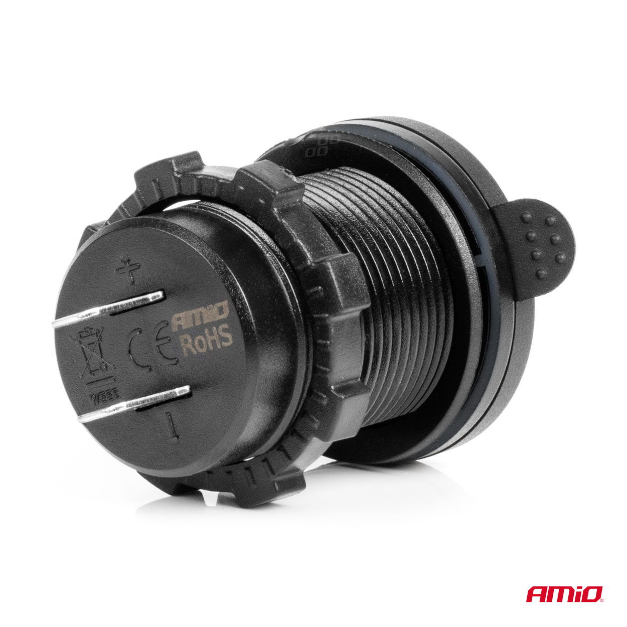 Vodotesná nabíjačka na telefón s vypínačom ČERVENÉ LED podsvietenie USB + 2xUSB C QC3.0 12/24V AMiO-04227