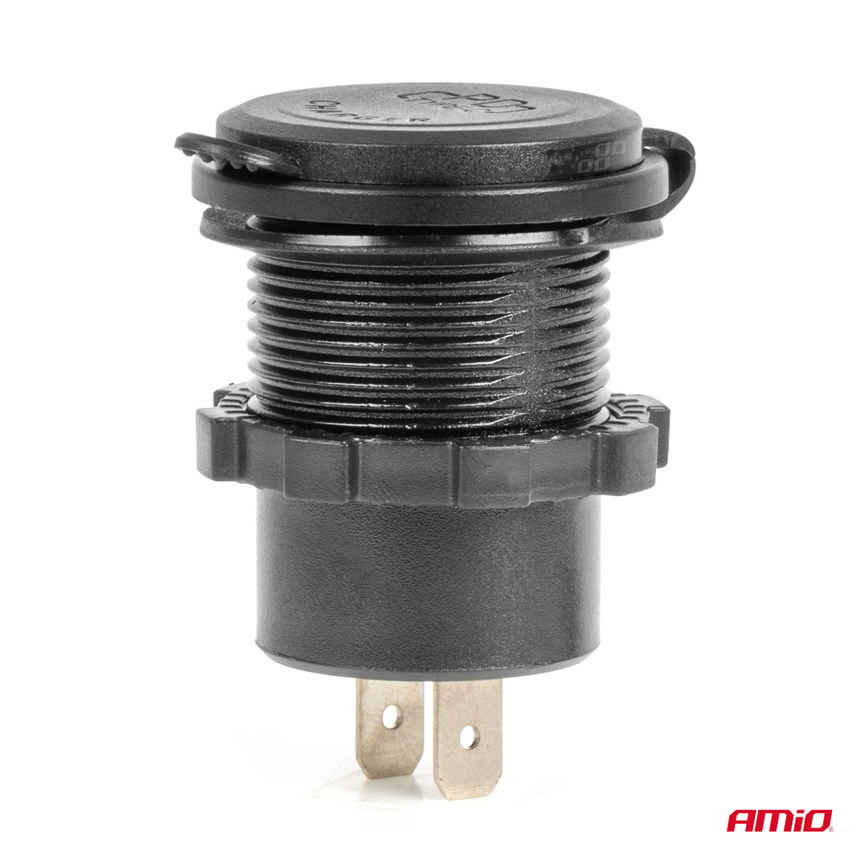 Vodotesná nabíjačka na telefón s vypínačom ČERVENÉ LED podsvietenie USB + 2xUSB C QC3.0 12/24V AMiO-04227