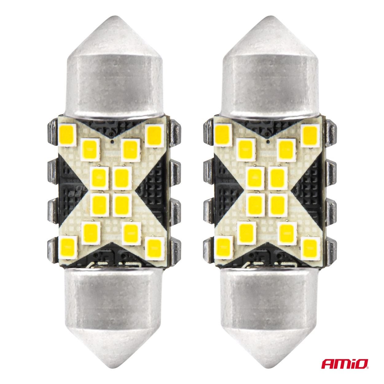 LED žiarovky CANBUS 12SMD Festoon C5W 2016 31mm White 12/24V AMiO-04235