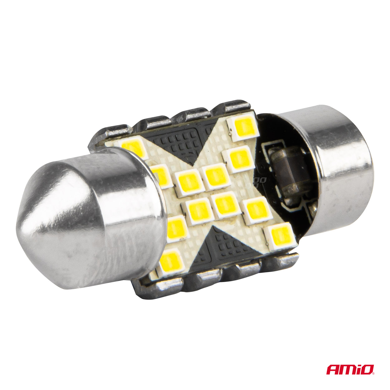 LED žiarovky CANBUS 12SMD Festoon C5W 2016 31mm White 12/24V AMiO-04235