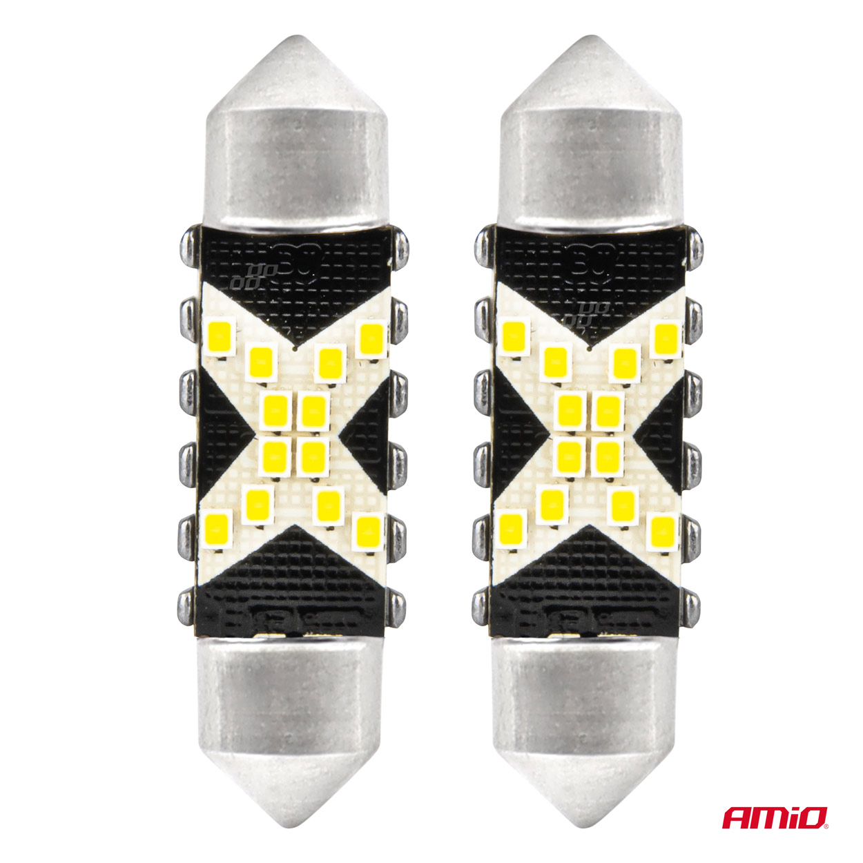 LED žiarovky CANBUS 12SMD Festoon C5W 2016 36mm White 12/24V AMiO-04236
