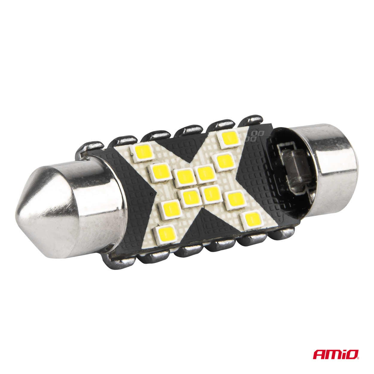 LED žiarovky CANBUS 12SMD Festoon C5W 2016 39mm White 12/24V AMiO-04237