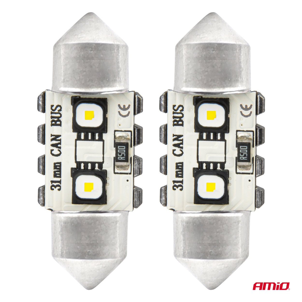 LED žiarovky CANBUS 12SMD Festoon C5W 3838 31mm White 12/24V AMIO-04247