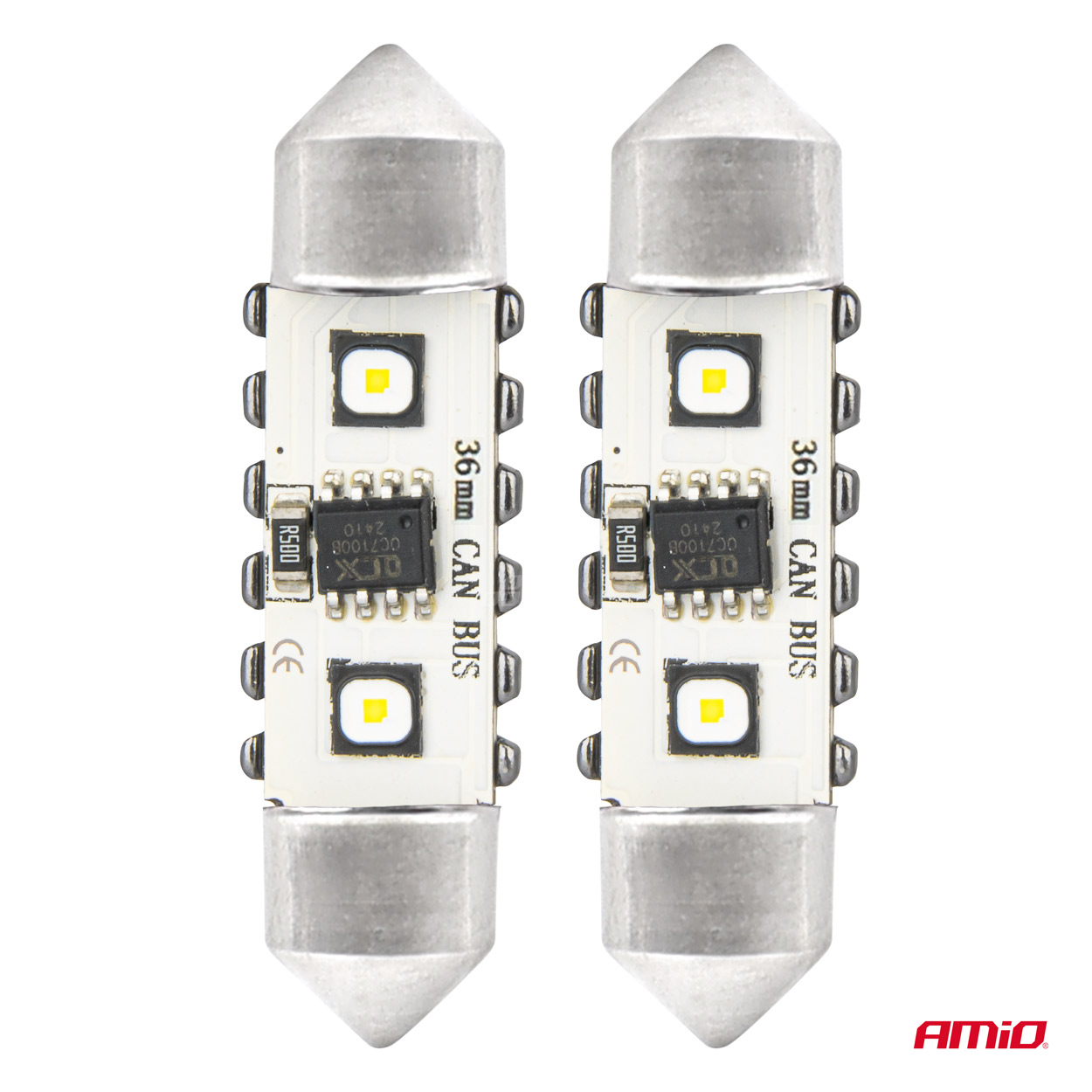 LED žiarovky CANBUS 12SMD Festoon C5W 3838 36mm White 12/24V AMiO-04248
