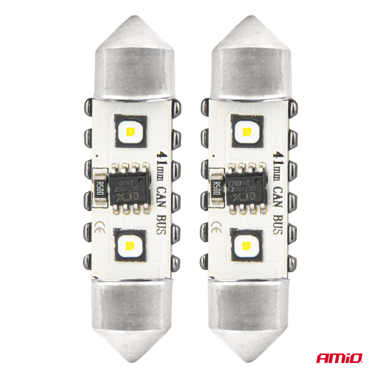 LED žiarovky CANBUS 12SMD Festoon C5W 3838 41mm White 12/24V AMiO-04250