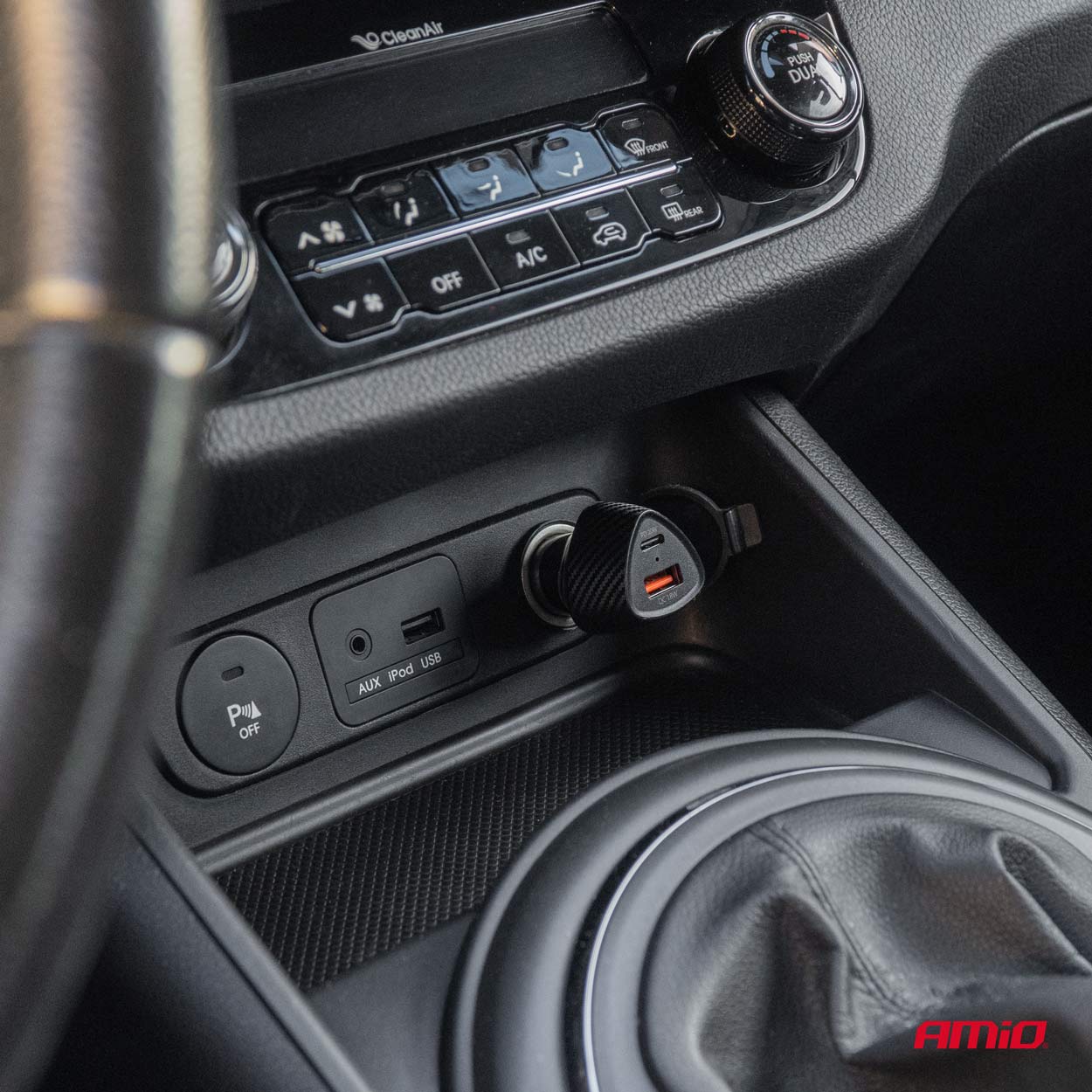 Nabíjačka do auta QC+PD 38W USB-A + USB-C AMiO-04283